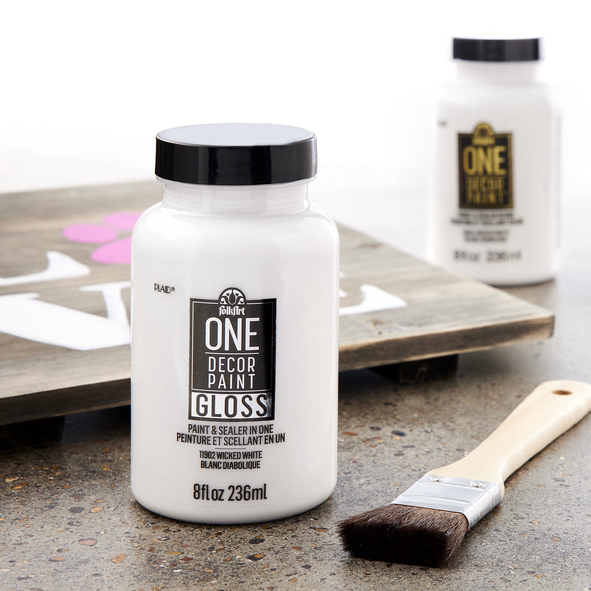 slide 3 of 4, Folkart One Decor Paint Gloss Paint & Sealer, 8 fl oz