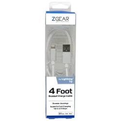 Zgear Braided Lightning Charging Cable - White