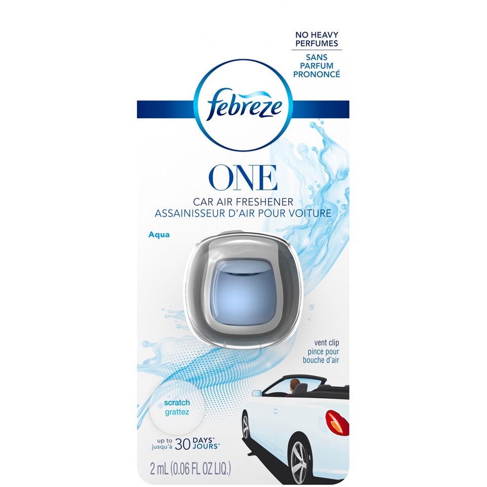 slide 1 of 1, Febreze One Car Air Freshener Vent Clip, Aqua, 1 ct