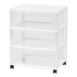 Havenstay Plastic 3 Drawer Wide Cart White