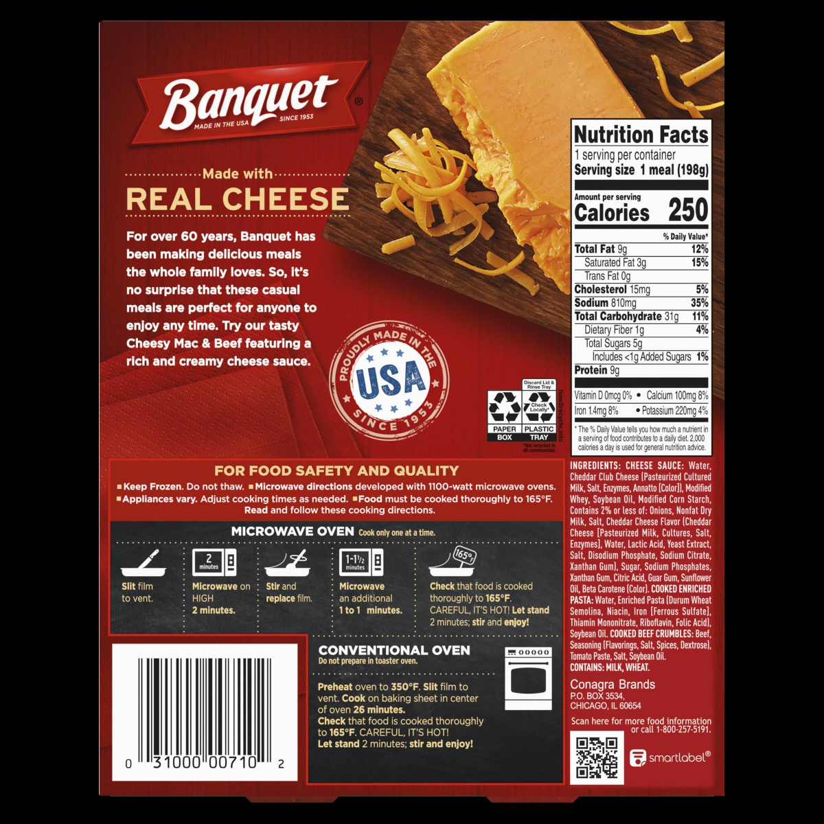 slide 6 of 8, BANQUET Cheesy Mac & Beef Frozen Meal, 7 oz., 7 oz