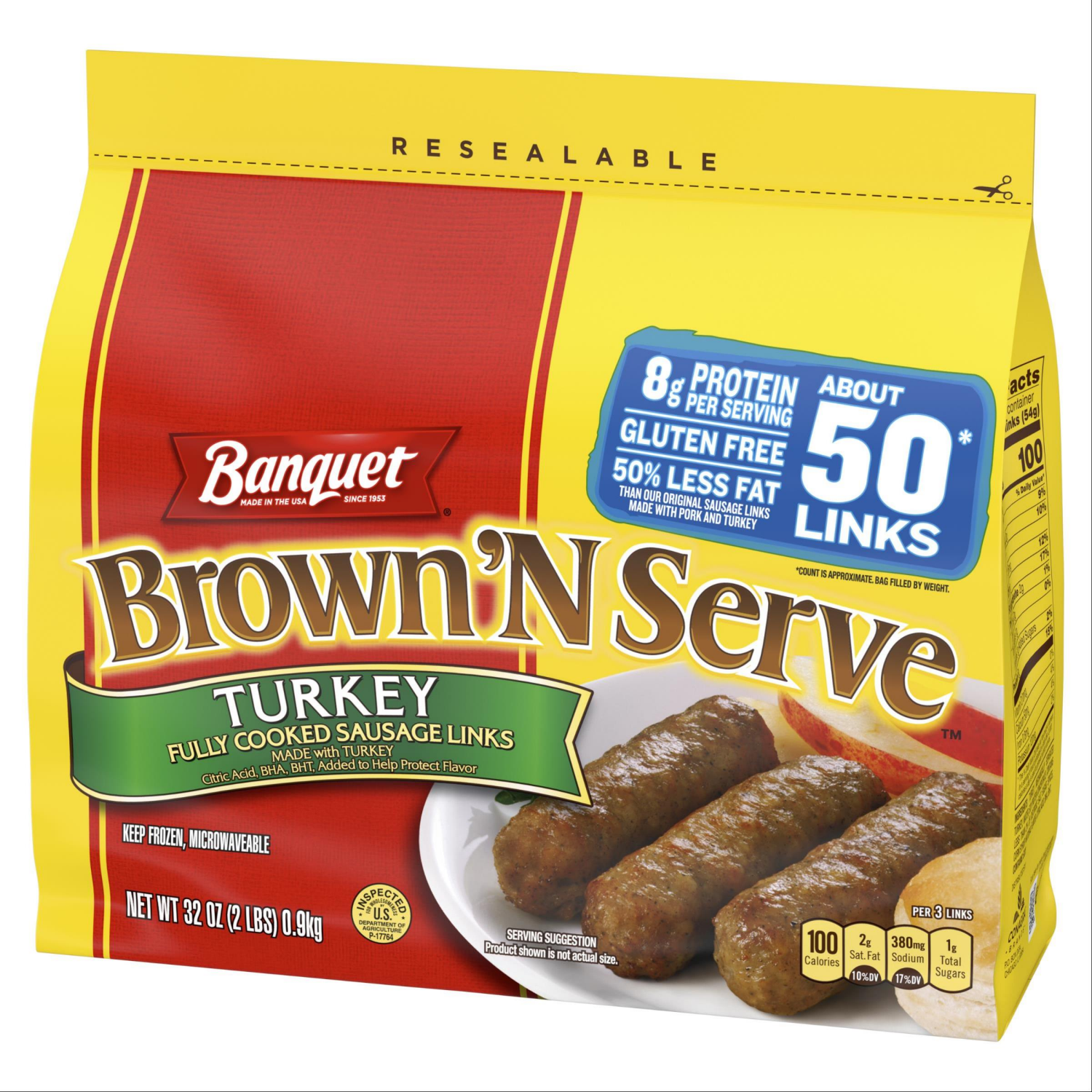 slide 2 of 4, Banquet Brown n Serve Turkey Sausage Links 32 oz, 32 oz