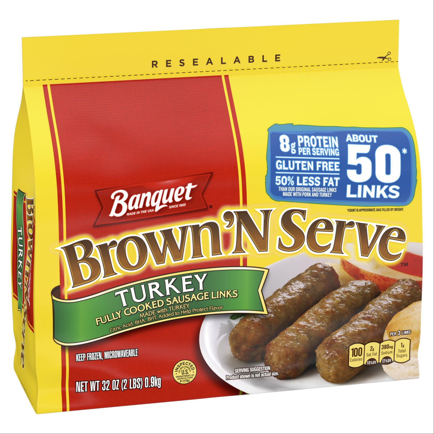 slide 3 of 4, Banquet Brown n Serve Turkey Sausage Links 32 oz, 32 oz