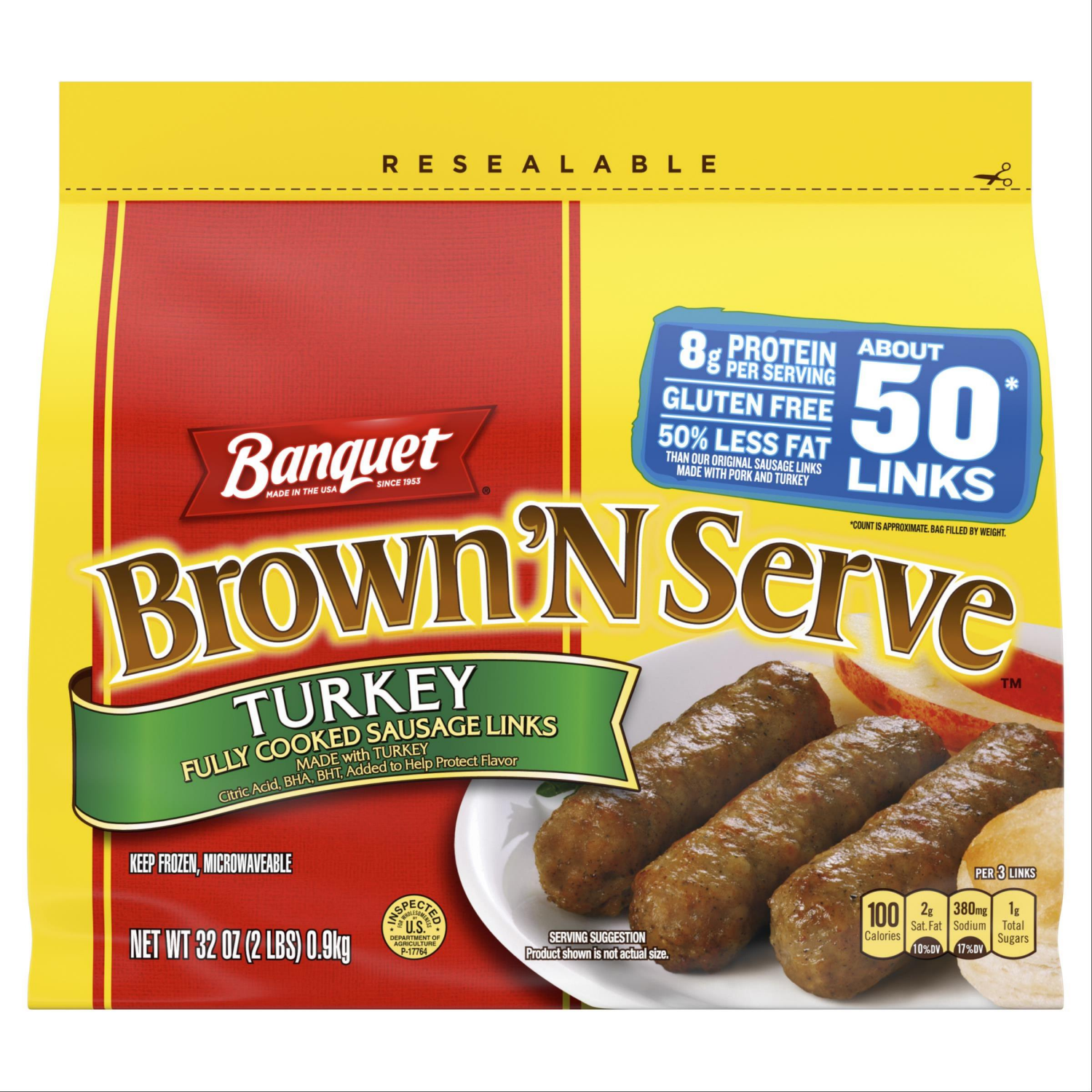 slide 1 of 4, Banquet Brown n Serve Turkey Sausage Links 32 oz, 32 oz