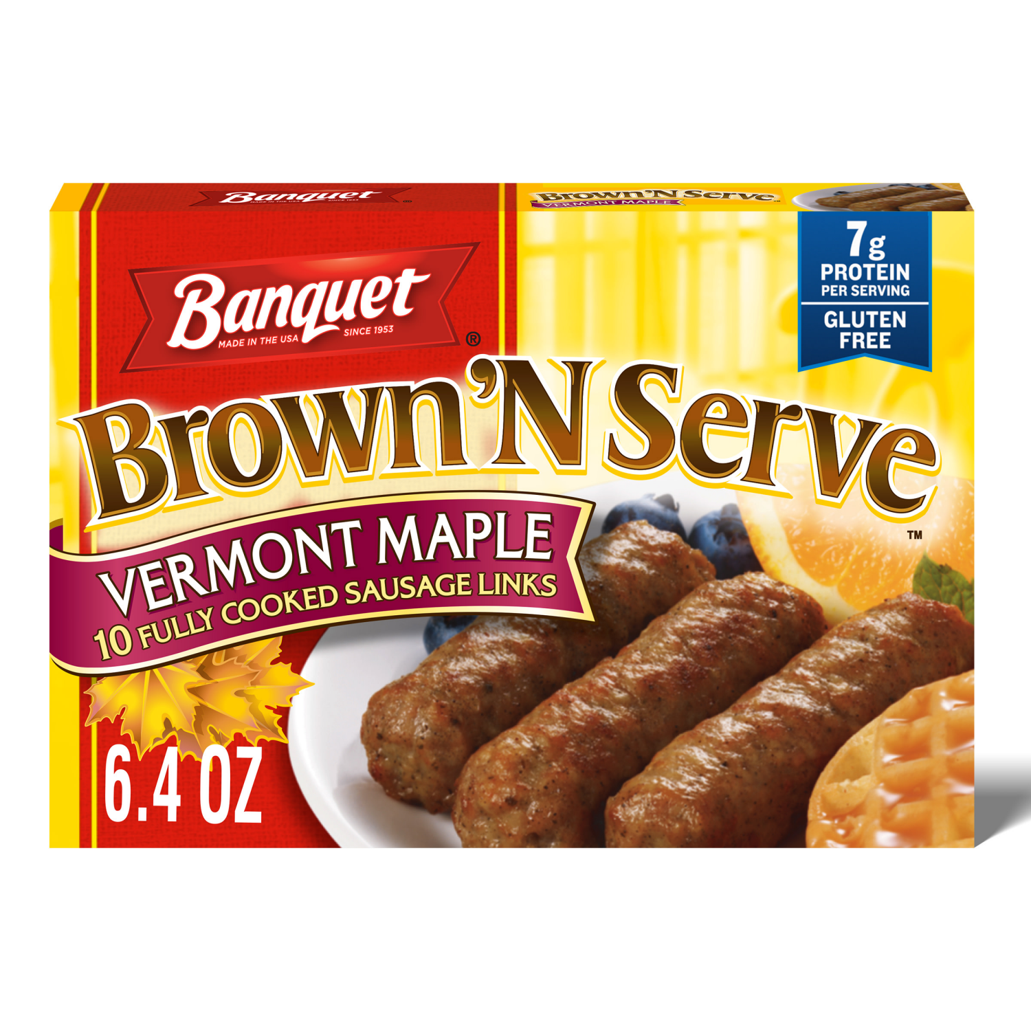 slide 1 of 5, Banquet Brown 'N Serve Vermont Maple Sausage Links 10 ea, 10 ct