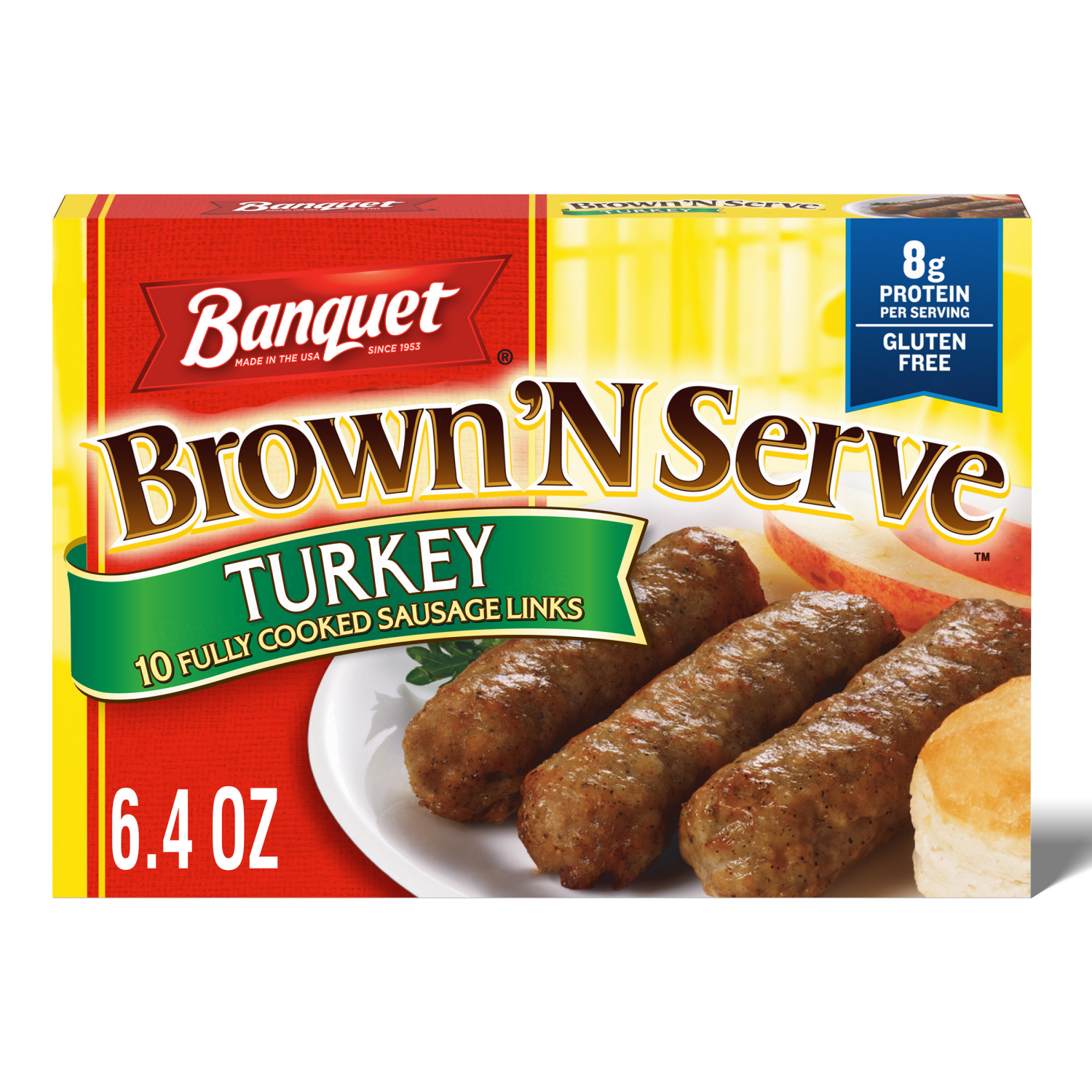 slide 1 of 5, Banquet Brown 'N Serve Fully Cooked Turkey Sausage Links 10 ea, 10 ct