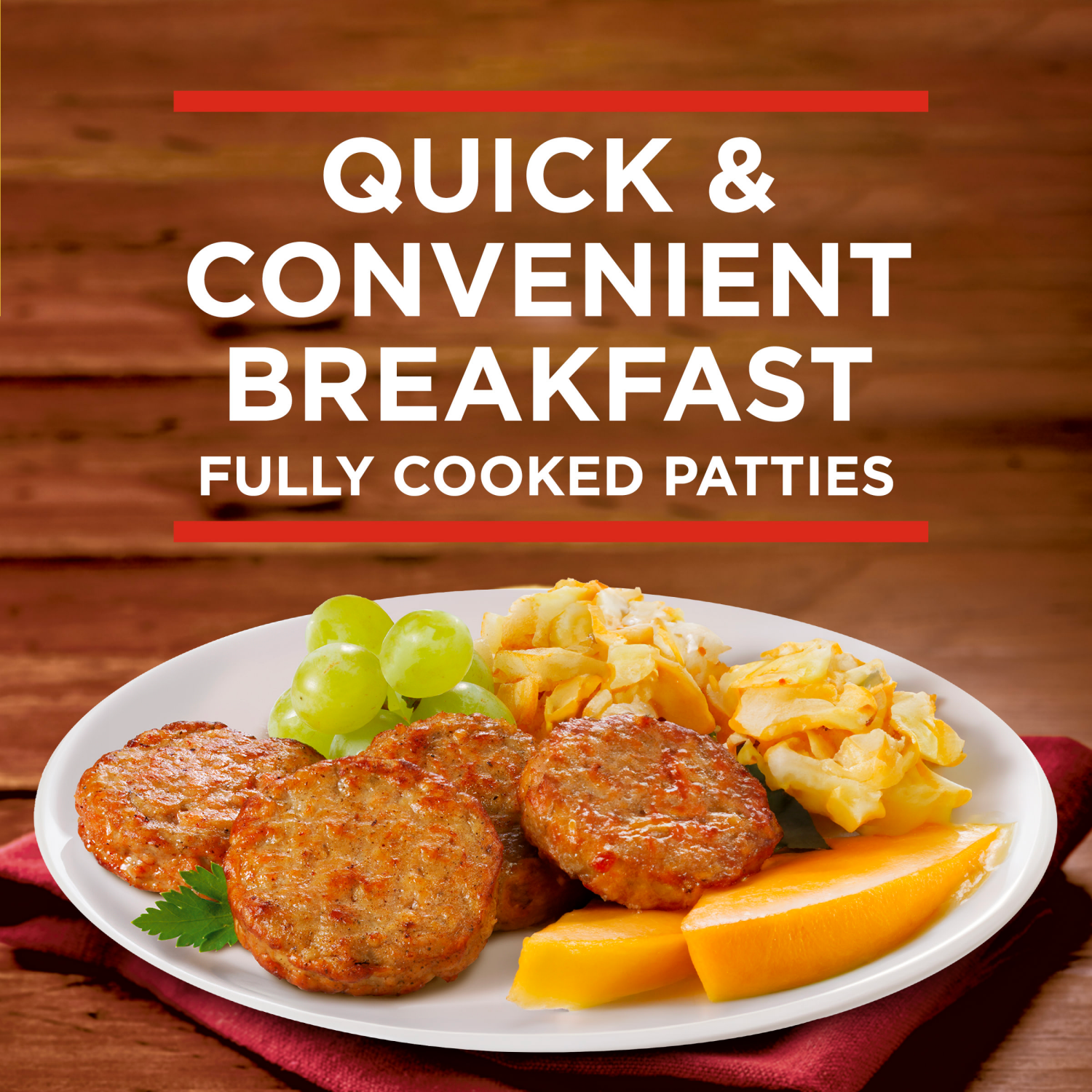 slide 2 of 5, Banquet Brown ‘N Serve Original Fully Cooked Sausage Patties, Frozen Meat, 8 Count, 6.4 OZ, 8 ct