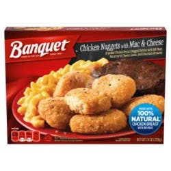 Banquet Chicken Nuggets with Mac and Cheese and Brownie Frozen Single Serve Meal, 7.4 Ounce