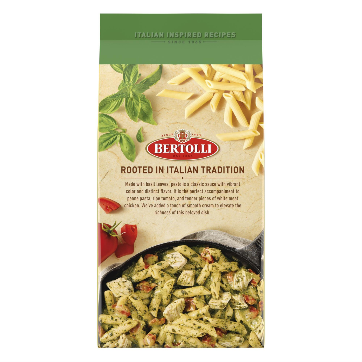 slide 2 of 8, Bertolli Chicken Pesto and Penne Pasta With Tomatoes and Pesto Sauce, Frozen Meal, 22 oz., 22 oz