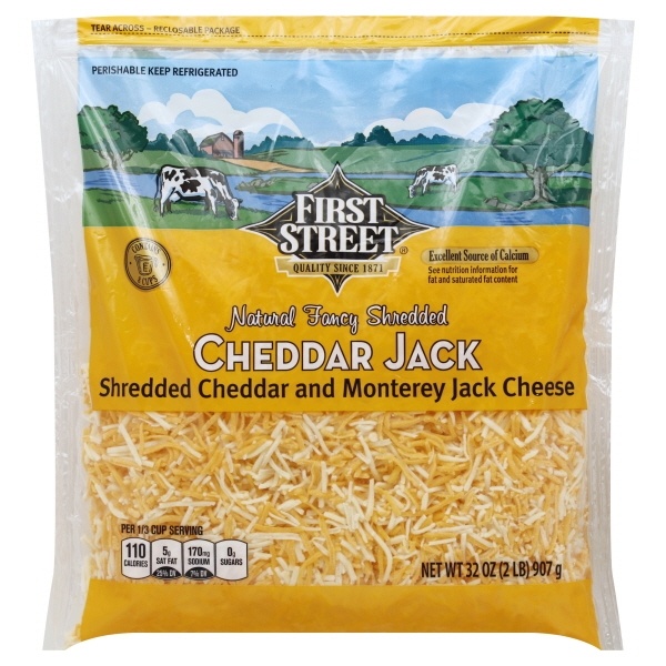 slide 1 of 1, First Street Shredded Cheddar Jack Cheese, 2 lb