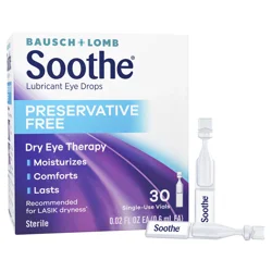 Bausch + Lomb Soothe Preservative Free Lubricant Eye Drops 30 - 0.02 fl oz Bottles