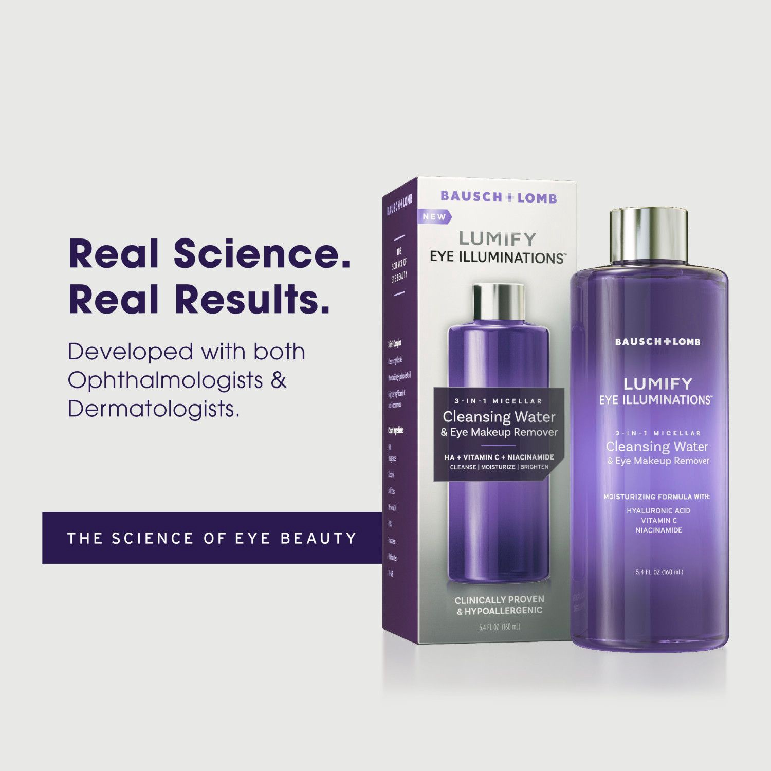 slide 4 of 9, Bausch + Lomb Eye Illuminations Lumify 3-in-1 Micellar Cleansing Water & Eye Makeup Remover 5.4 fl oz, 5.4 fl oz