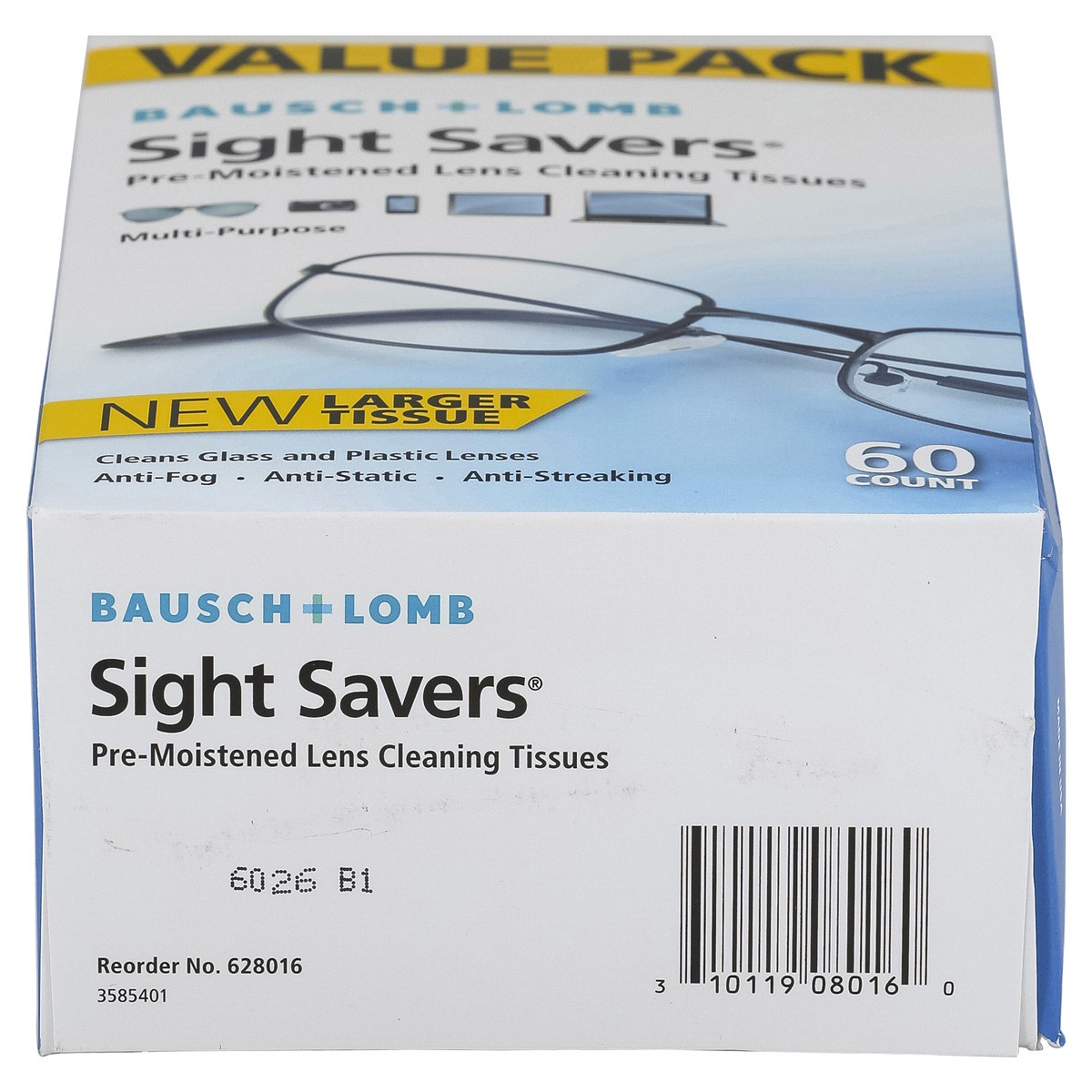 slide 3 of 3, Bausch + Lomb Sight Savers Pre-Moistened Lens Cleaning Tissues, 60 ct, 60 ct
