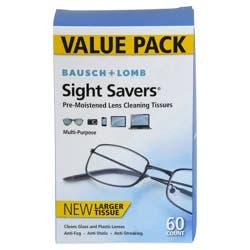 Bausch + Lomb Sight Savers Pre-Moistened Lens Cleaning Tissues, 60 ct