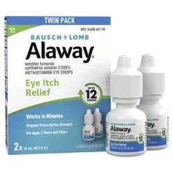 Alaway Antihistamine Eye Drops, Allergy Relief from Itchy Eyes, Works in Minutes, Provides Relief for up to 12 Hours, Clinically Tested Prescription Strength Formula, 0.34 Fl Oz (Pack of 2)
