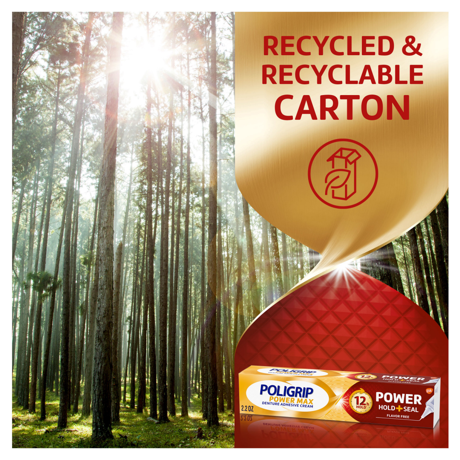 slide 7 of 7, Poligrip Power Max Power Hold + Seal Denture Cream, Flavor Free, 2.2 oz, 2.2 oz