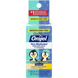 Orajel Baby Twin Pack Daytime & Nighttime Non-Medicated Cooling Gel for Teething 2 - 0.18 oz Tubes