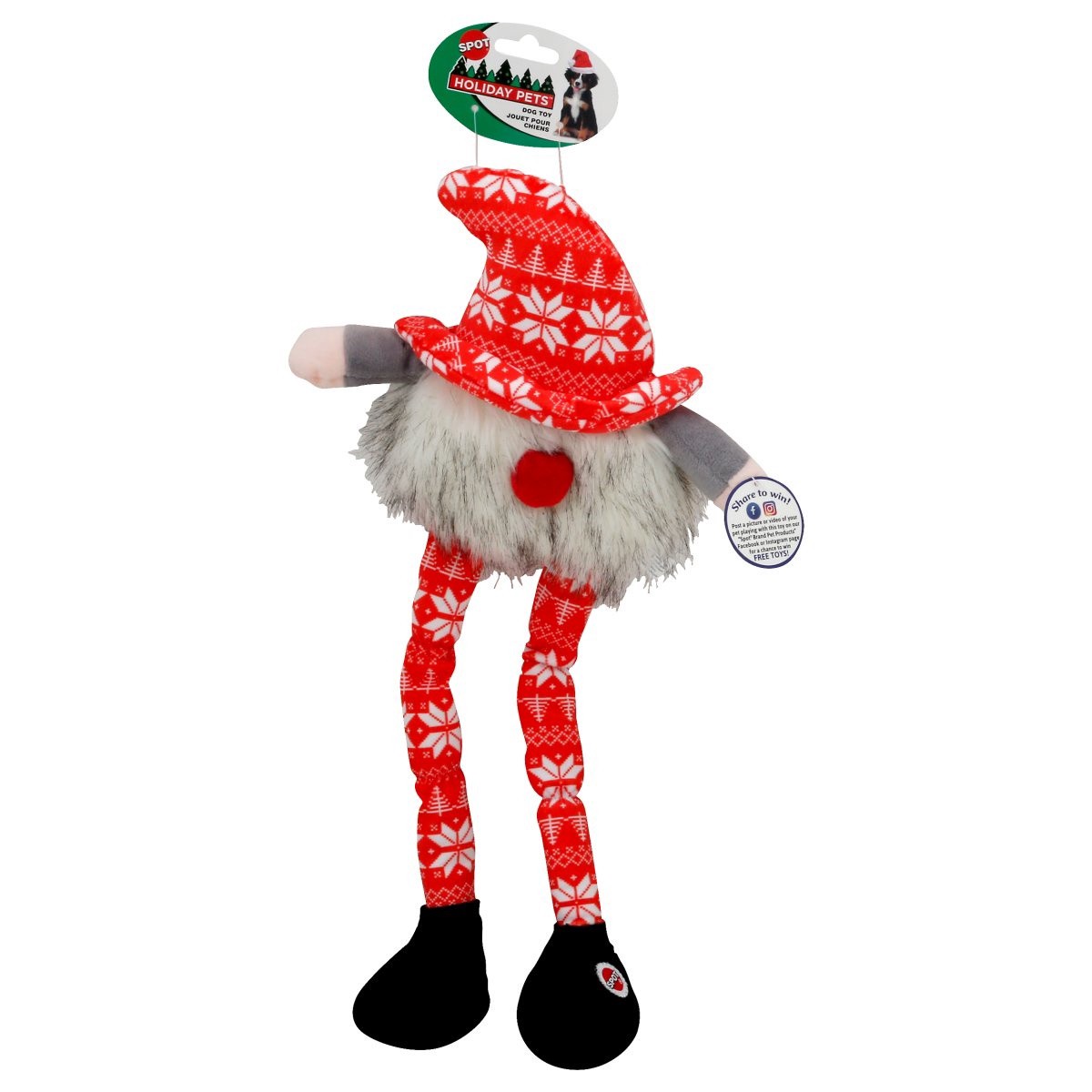 slide 1 of 1, Spot Dog Toy, Holiday Long Leg Gnomes, 21 Inches, 1 ct