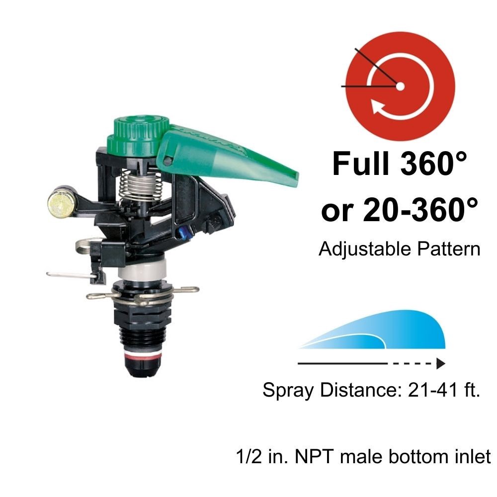 slide 2 of 6, Rain Bird 21-ft - 41-ft Adjustable Spray Impact sprinkler, 1 ct