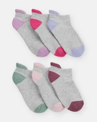 Carter's Girls 6-Pack No Show Socks - Grey Grey 4-7