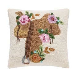 Peking Handicraft Saddle with Flowers Polyester Hook Throw Pillow
