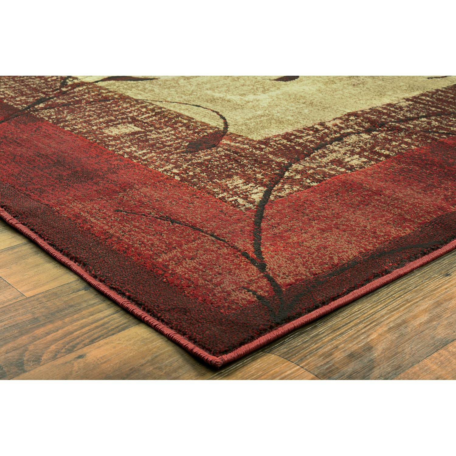 slide 4 of 6, allen + roth Tinsley Red 2 x 3 (ft) Loomed Red Rectangular Indoor Border Farmhouse/Cottage Pet Friendly Throw rug, 1 ct