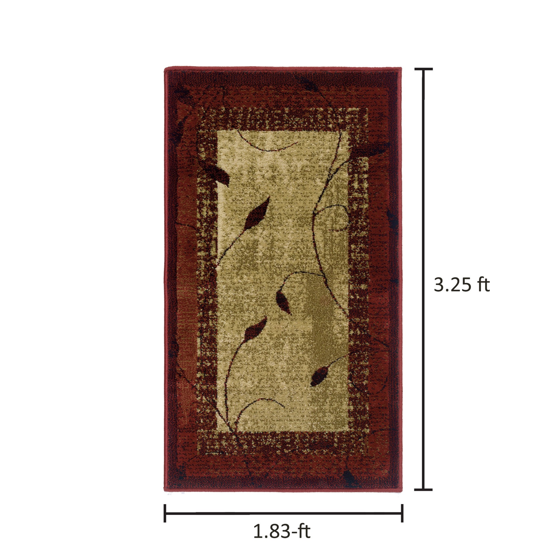 slide 6 of 6, allen + roth Tinsley Red 2 x 3 (ft) Loomed Red Rectangular Indoor Border Farmhouse/Cottage Pet Friendly Throw rug, 1 ct