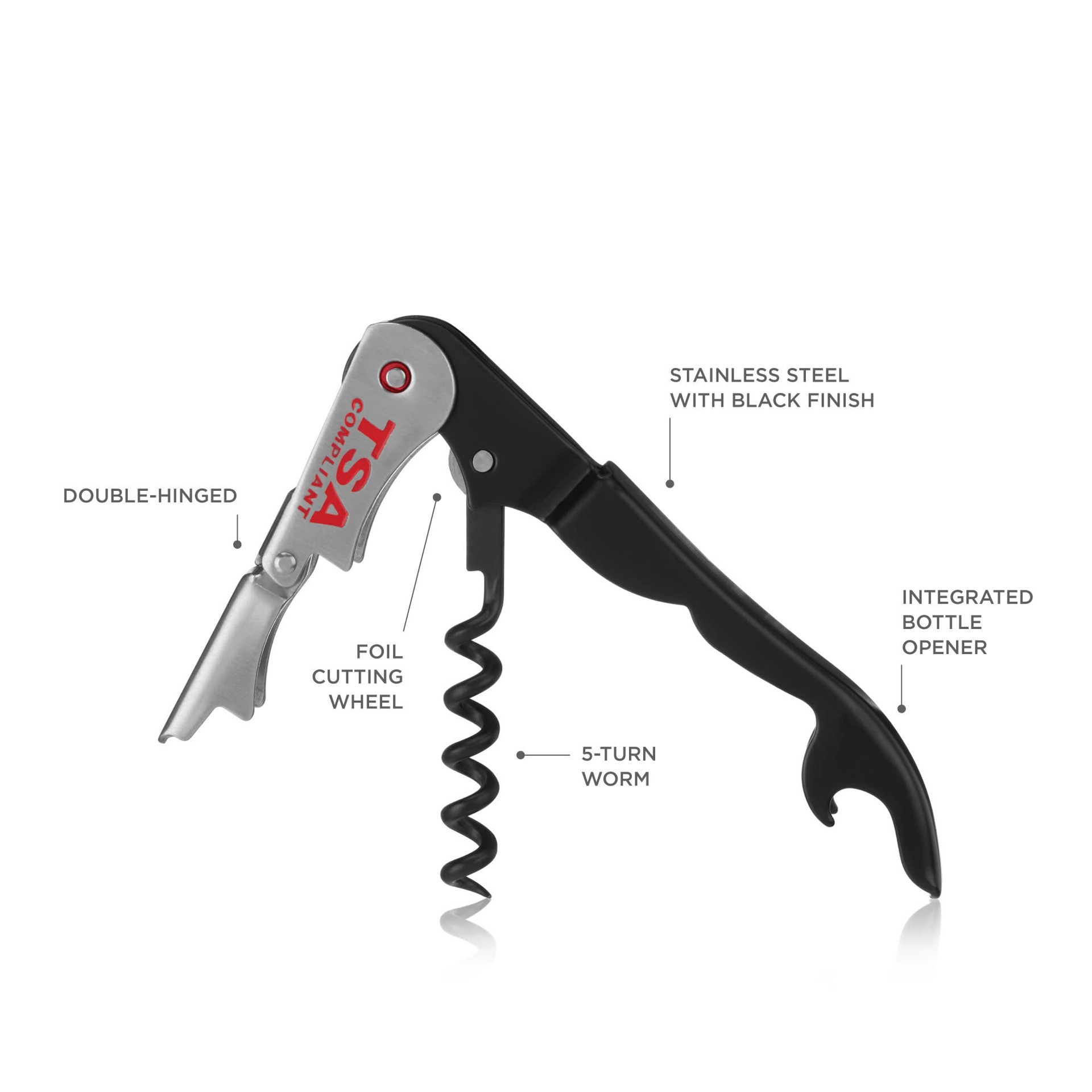 slide 2 of 5, Top Flight True Jetsetter Black Double-hinged Tsa Compliant Corkscrew - EA, 1 ct