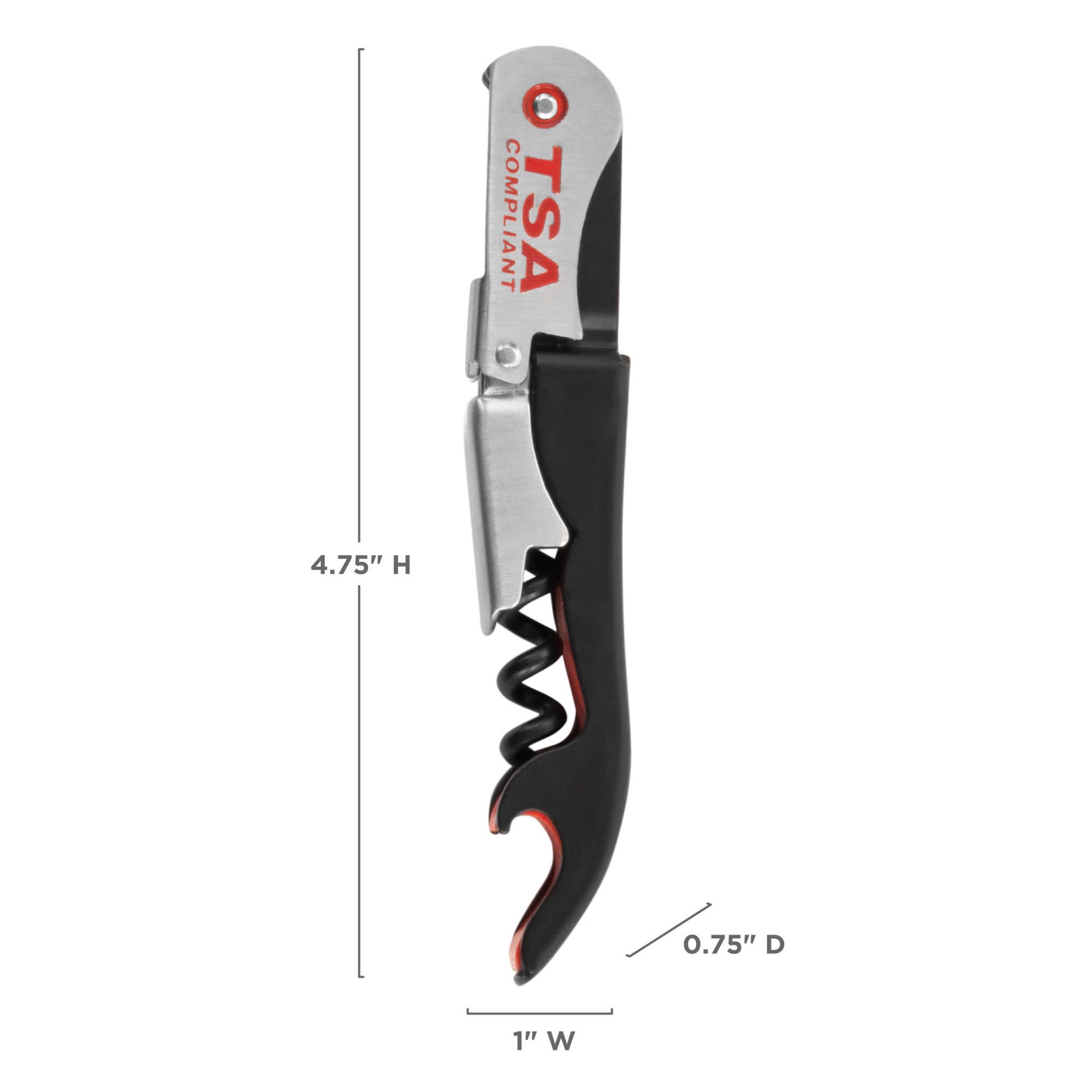 slide 4 of 5, Top Flight True Jetsetter Black Double-hinged Tsa Compliant Corkscrew - EA, 1 ct