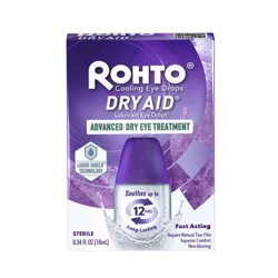Rohto Dry Aid Lubricant Eye Drops, Advanced Dry Eye Treatment, 0.34 fl oz Bottle