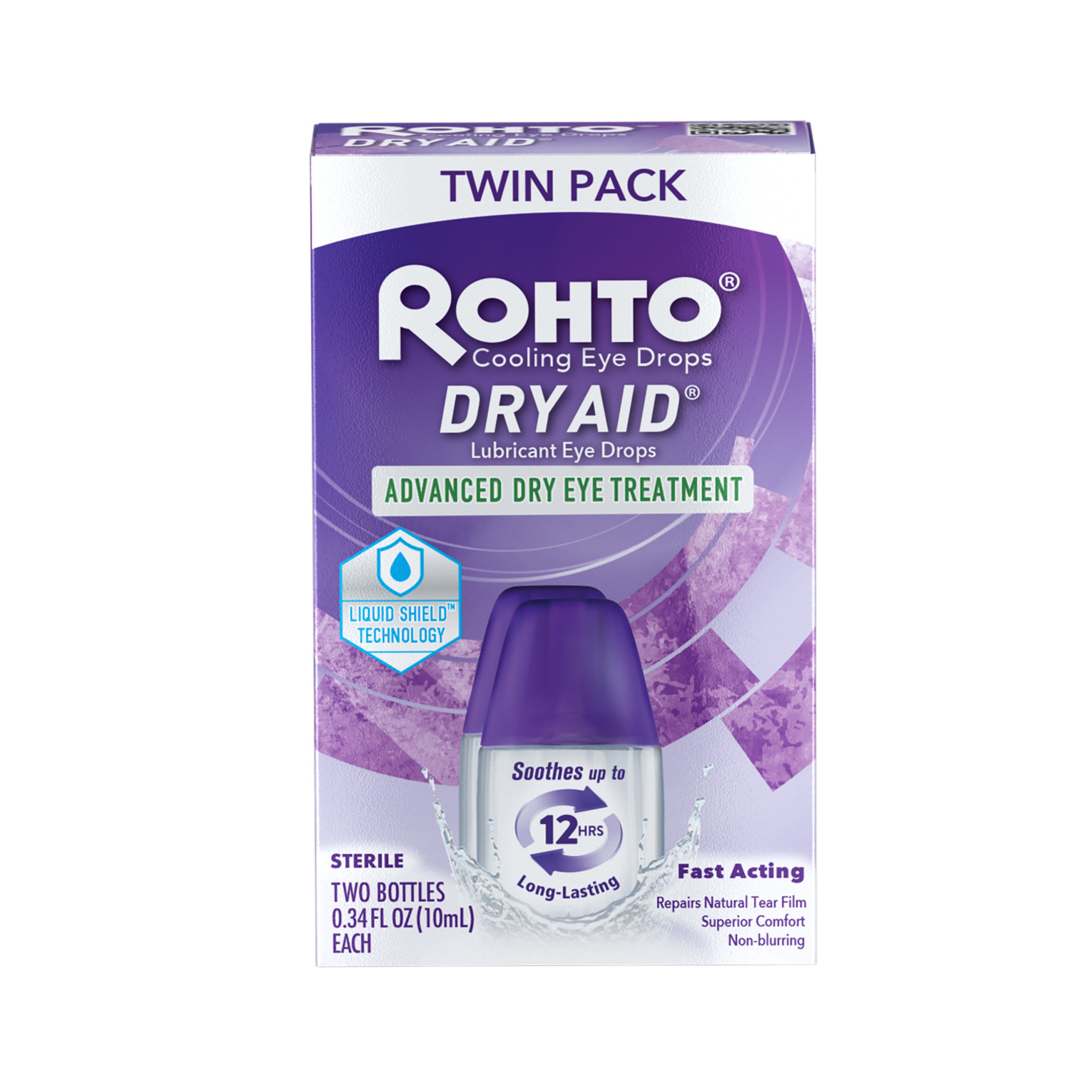 slide 1 of 8, ROHTO Dry Eye Relief Lubricant Eye Drops, Dry-Aid, Twin Pack, 10 ml