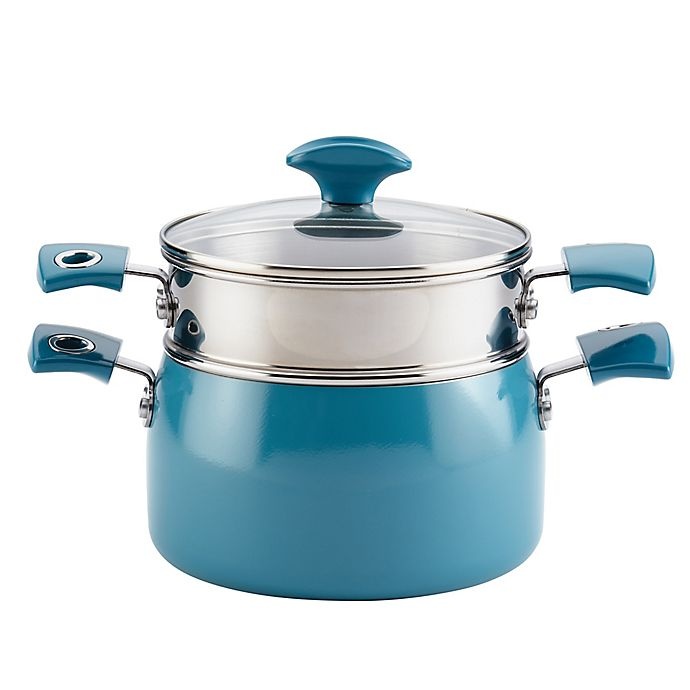 slide 1 of 1, Rachael Ray Cityscapes Nonstick Covered Steamer Set - Turquoise, 3 qt