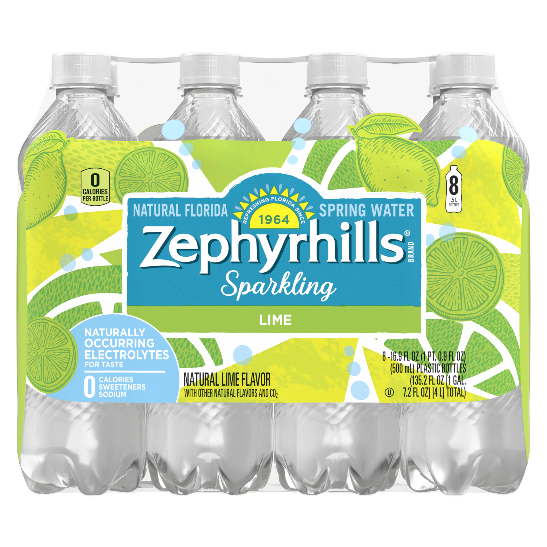 slide 4 of 5, Zephyrhills Sparkling Water, Zesty Lime, 16.9 oz. Bottles (8 Count), 16.9 fl oz