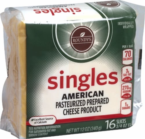 slide 1 of 1, Roundy's Roundys American Cheese Singles, 12 oz