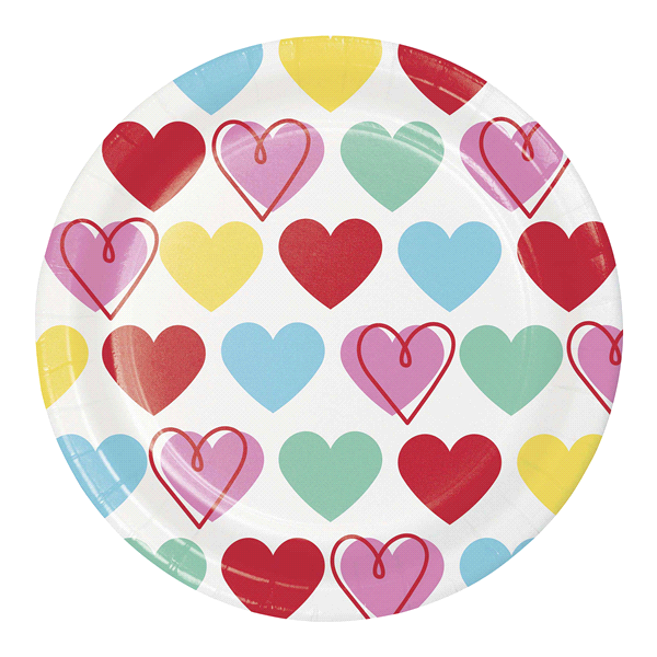 slide 1 of 1, Creative Converting Colorful Hearts Lunch Napkin, 7 in