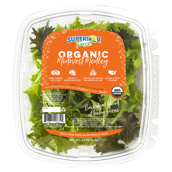 slide 1 of 1, Superior Fresh Organic Midwest Medley Greens, 1 ct