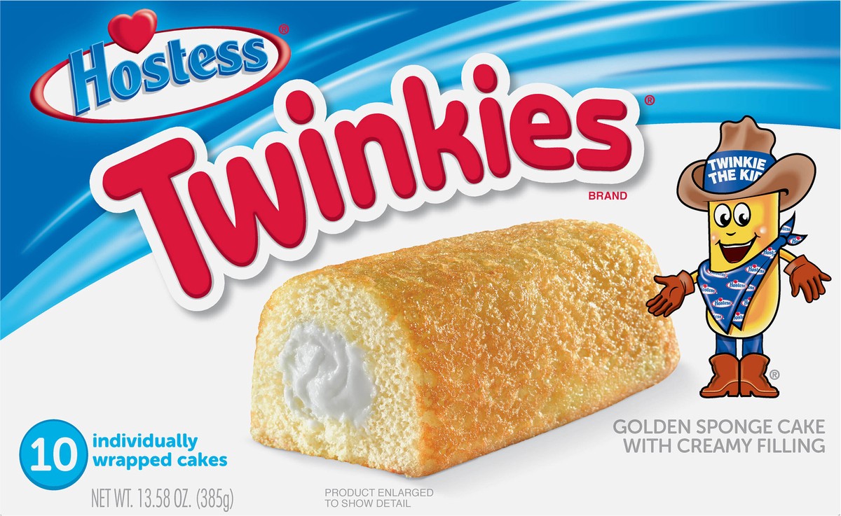 slide 7 of 9, HOSTESS TWINKIES, Creamy Golden Sponge Cake, Individually Wrapped, 10 Count 13.58 oz, 10 ct