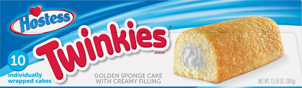 slide 9 of 9, HOSTESS TWINKIES, Creamy Golden Sponge Cake, Individually Wrapped, 10 Count 13.58 oz, 10 ct