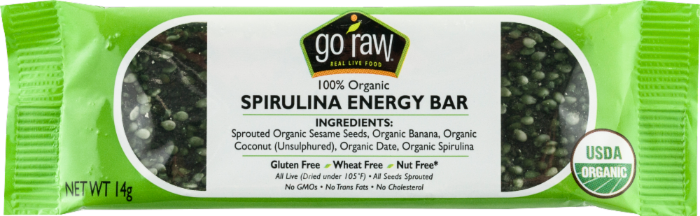 slide 1 of 6, Freeland Foods Go Raw Sprouted Bar Sweet Spirulina, 0.42 oz