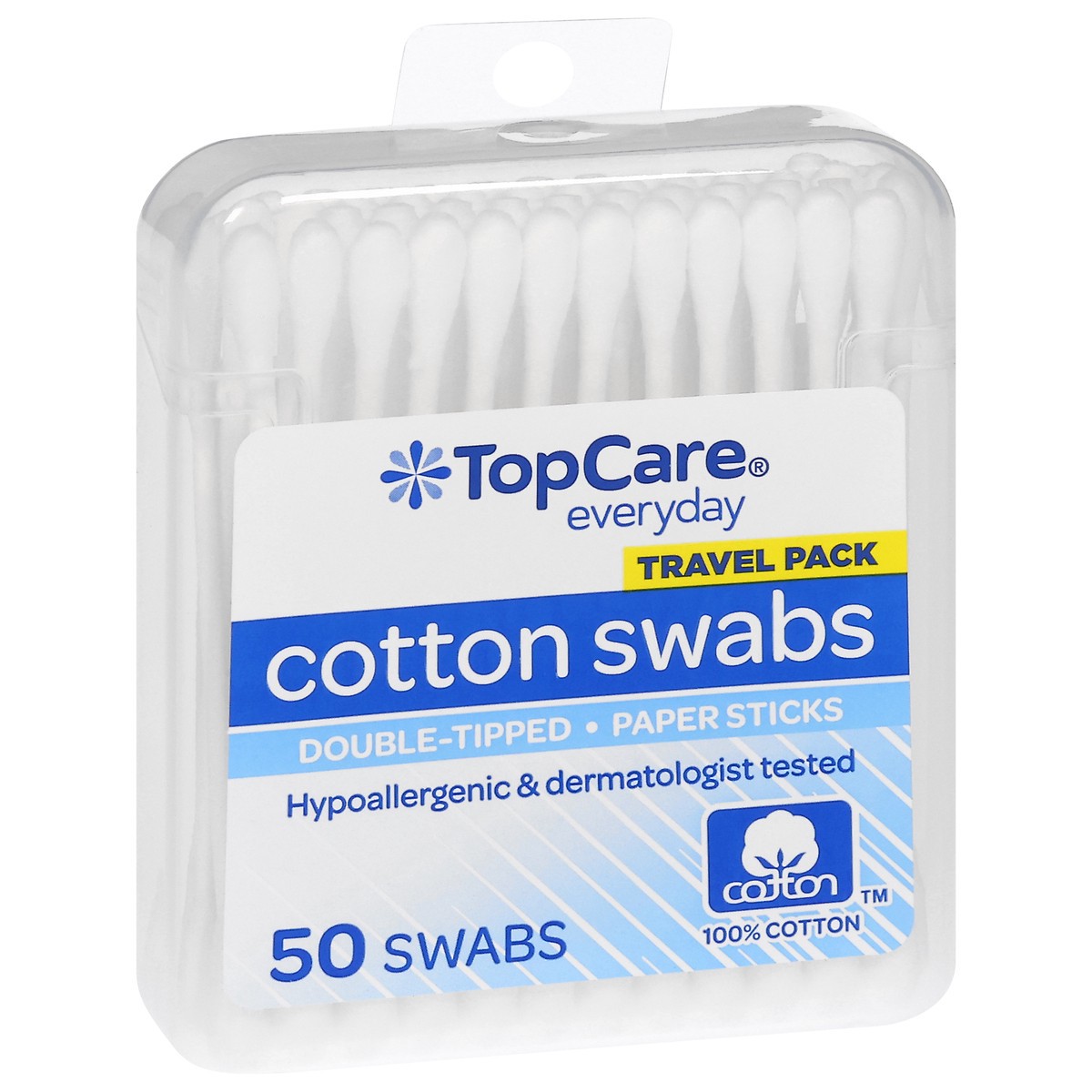 slide 10 of 13, TopCare Everyday Cotton Swabs Travel Pack 50 ea, 50 ct