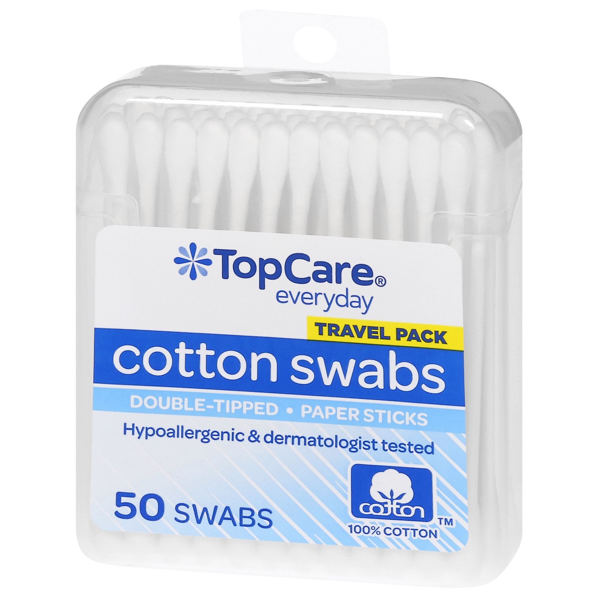 slide 9 of 13, TopCare Everyday Cotton Swabs Travel Pack 50 ea, 50 ct