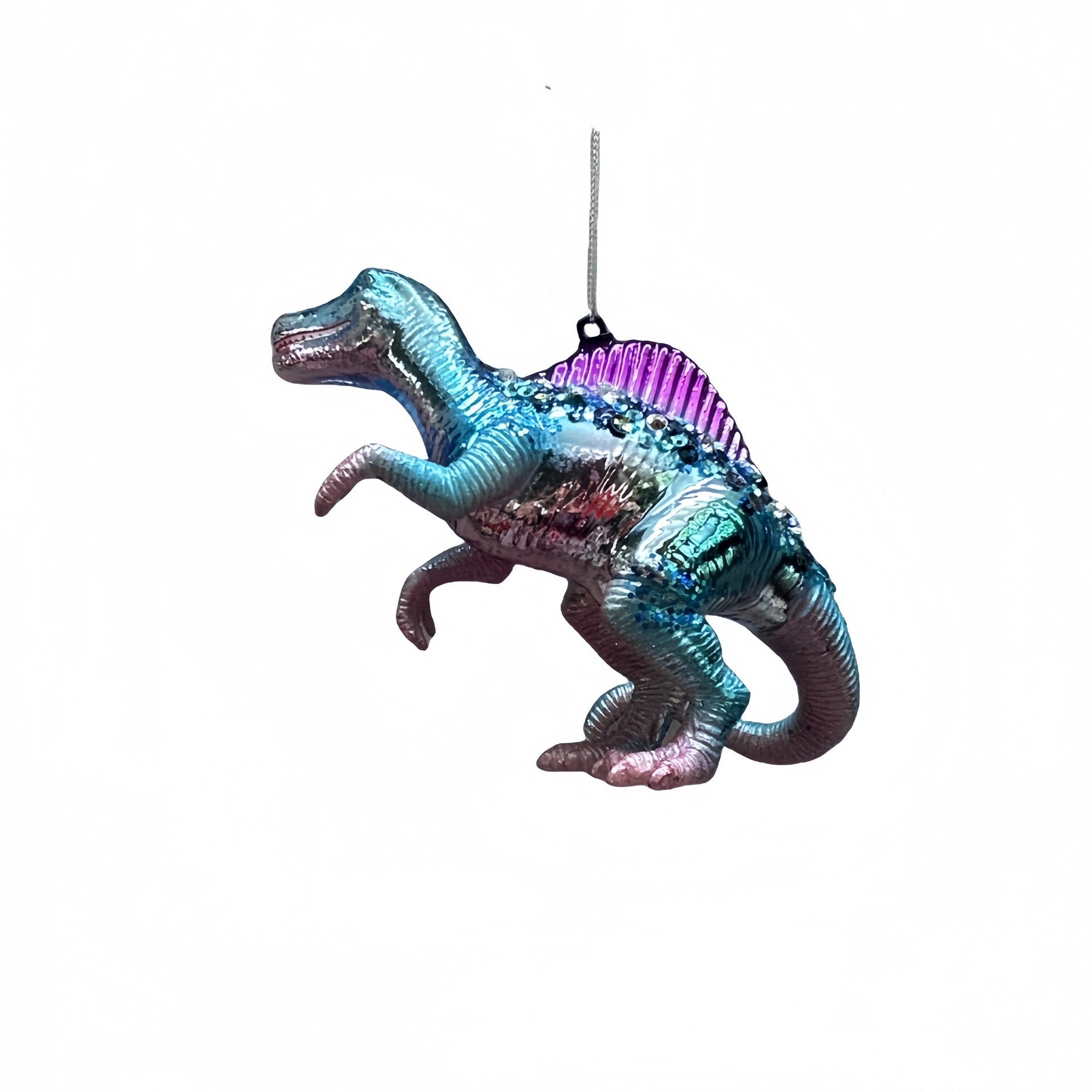 slide 2 of 2, 6.25" Blue & Purple Spinosaurus Glass Ornament By Ashland, 6.25 in x 3.75 in x 4 in