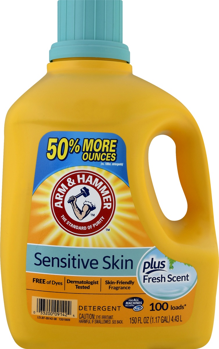 slide 6 of 9, ARM & HAMMER Sensitive Skin Fresh Scent Detergent 150 oz, 150 oz