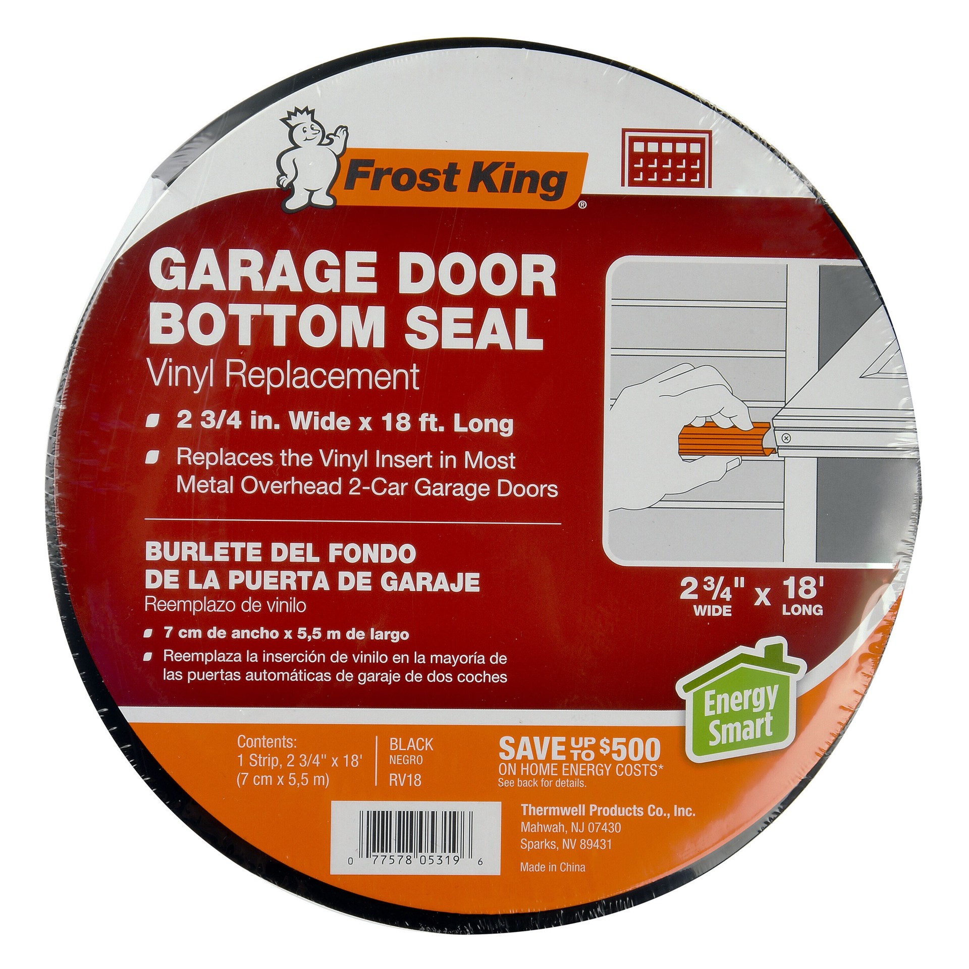 slide 5 of 6, Frost King 18-ft x 2-in x 1/4-in Black Vinyl Garage Weatherstrip, 1 ct