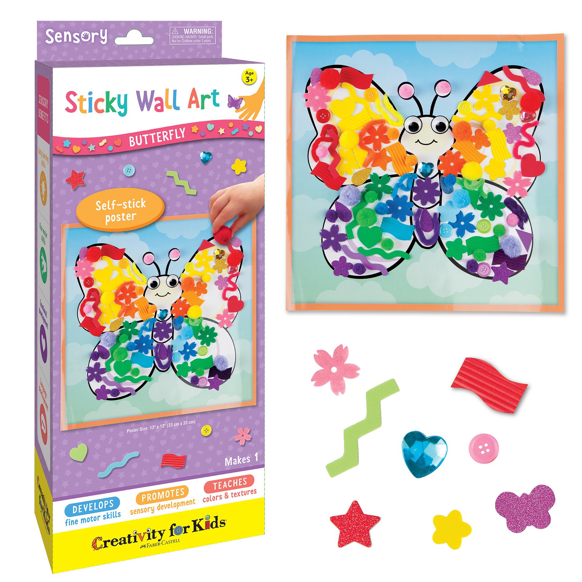 slide 6 of 8, Faber-Castell Creativity For Kids Butterfly Sticky Wall Art, 12 stiff felt