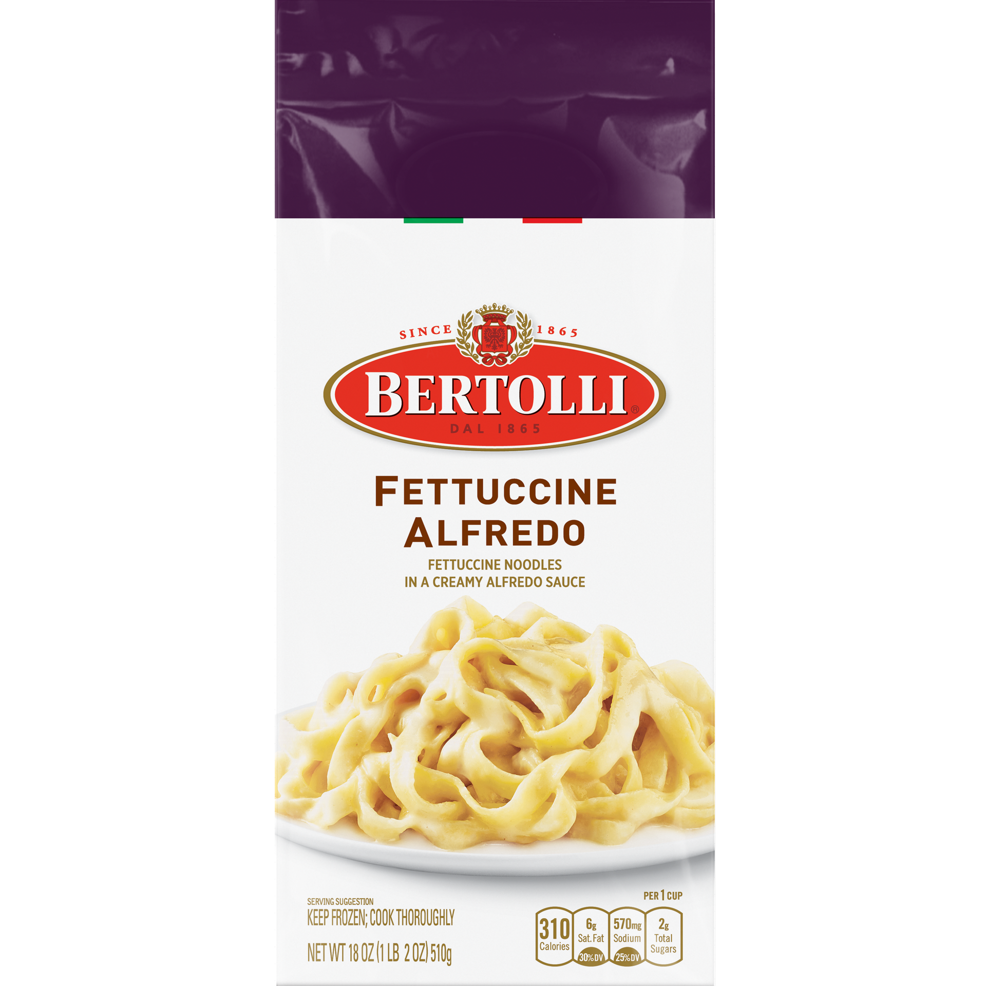 slide 1 of 2, Bertolli Fettuccine Alfredo Frozen Meals Cooked Fettuccine Noodles in a Creamy Alfredo Sauce, 18 oz., 18 oz