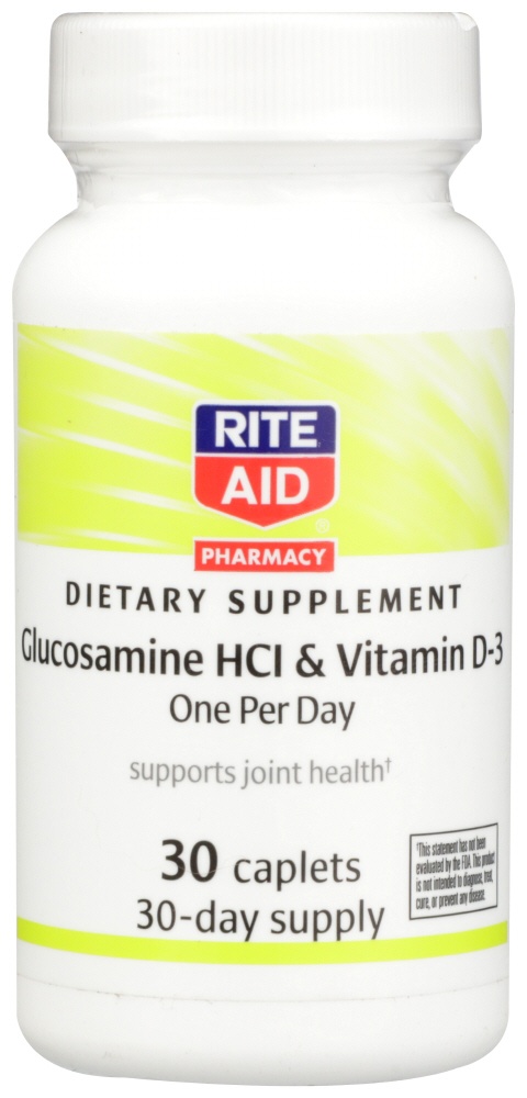 slide 1 of 3, Rite Aid Glucosamine HCI & Vitamin D-3 Caplets, 30 ct