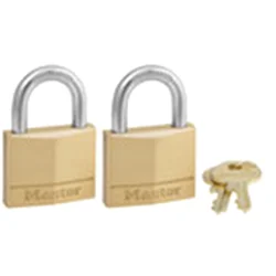 Master Lock Solid Brass Padlock 140T, 1-9/16 inch wide, Pack of 2-Keyed Alike