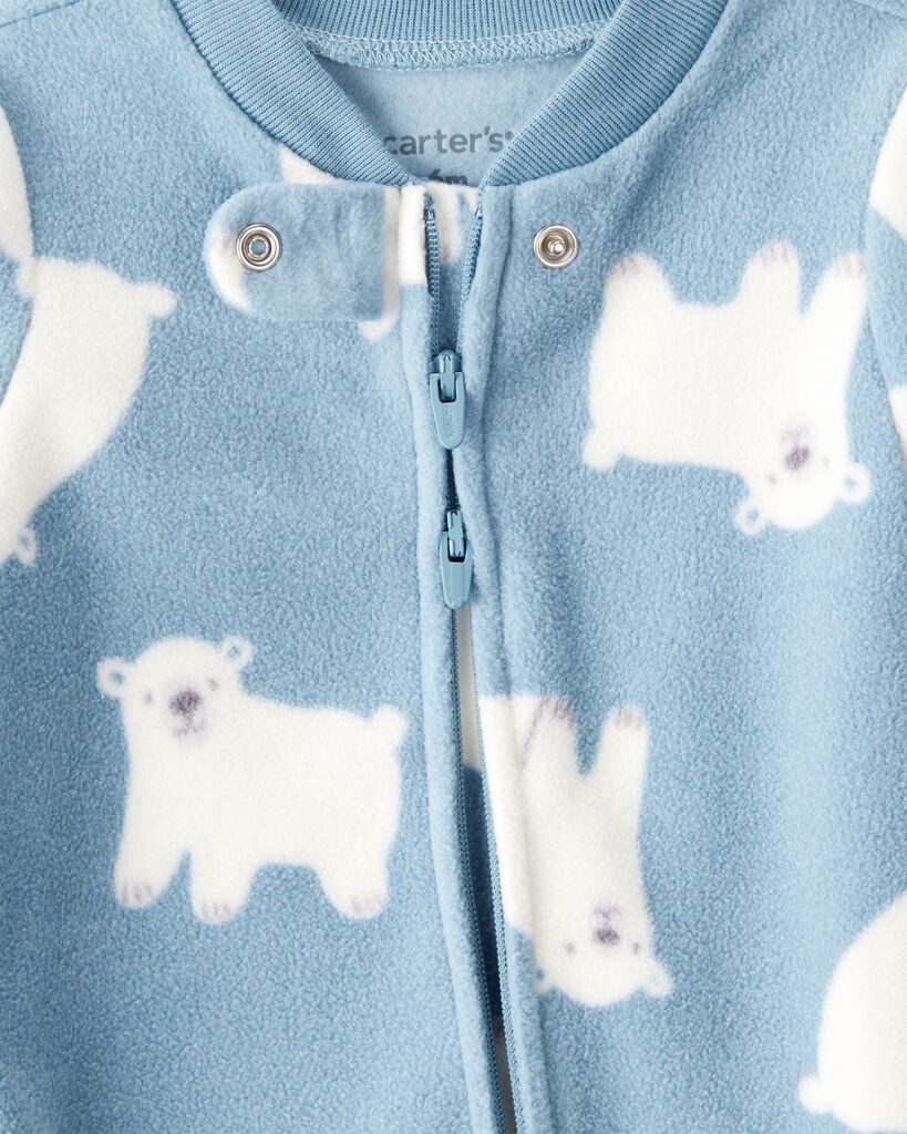 slide 3 of 3, Carter's Carters Baby Boy Polar Bear Loose Fit Long-Sleeve Sleep & Play Pajamas - Blue Blue NB, 1 ct