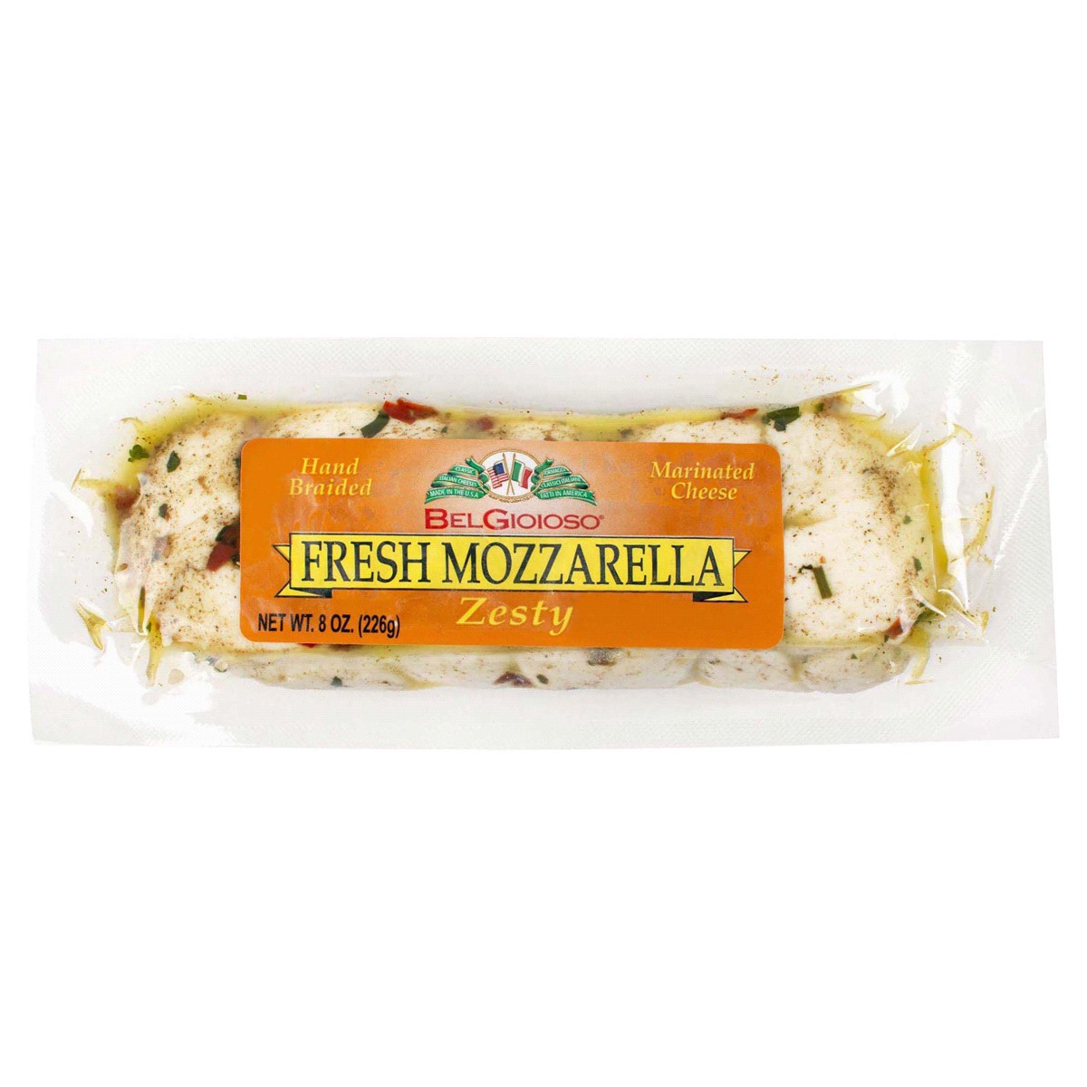 slide 1 of 17, Belgioioso Fresh Mozzarella Braid, Zesty, 8 oz, 8 oz